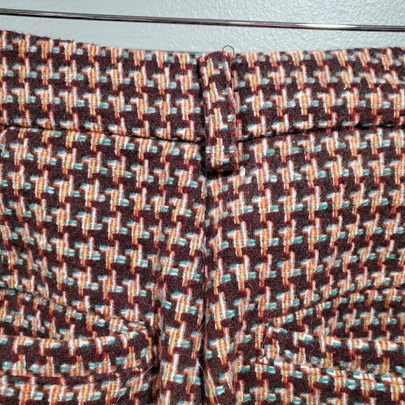 ModCloth Women's Brown Wide Leg Geometric Wool Blend Retro Trouser Pants Sz 2 - Picture 16 of 16
